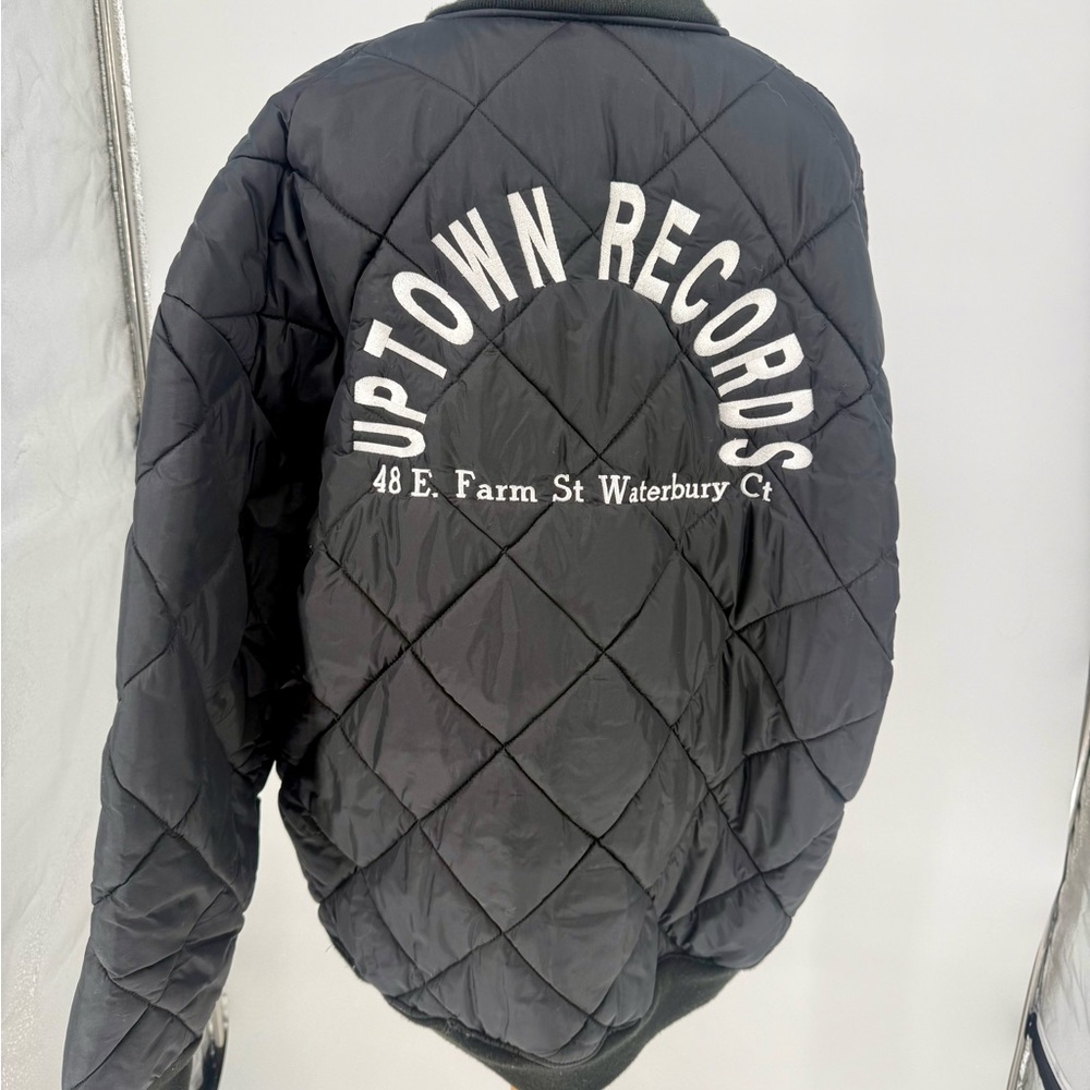 VTG Quilted Black Zip-Up Bomber Jacket from Uptown Record sz 2XL